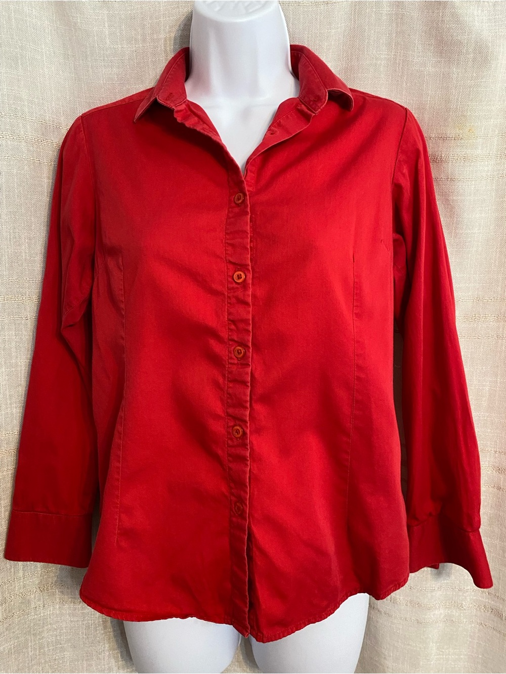 UB Classic Cotton Shirt Red Long Sleeve Button Up Blouse S